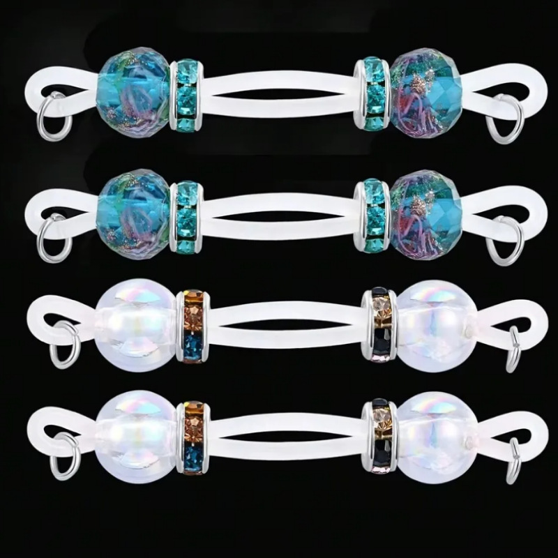 Blue Glass Bead Non Piercing Nipple Rings