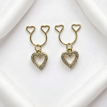 Silver Clear Hollow Heart Rhinestone No‑Pierce Nipple Rings