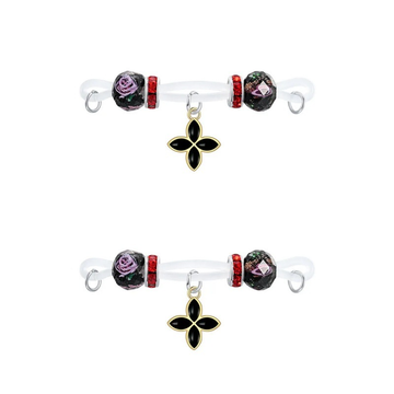 Black Cross Crystal Non Piercing Nipple Rings