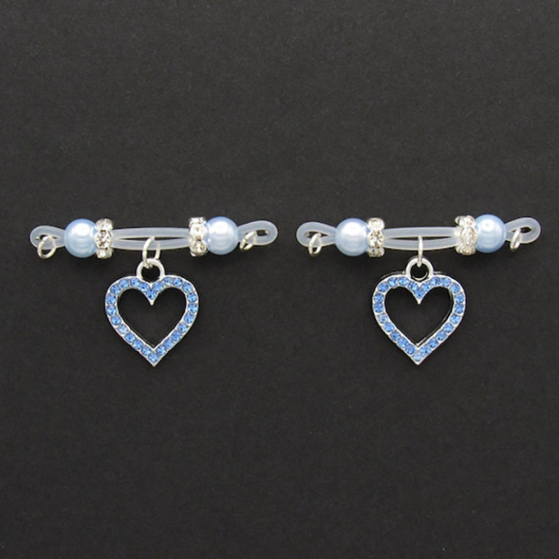 Blue Heart Non Piercing Nipple Rings