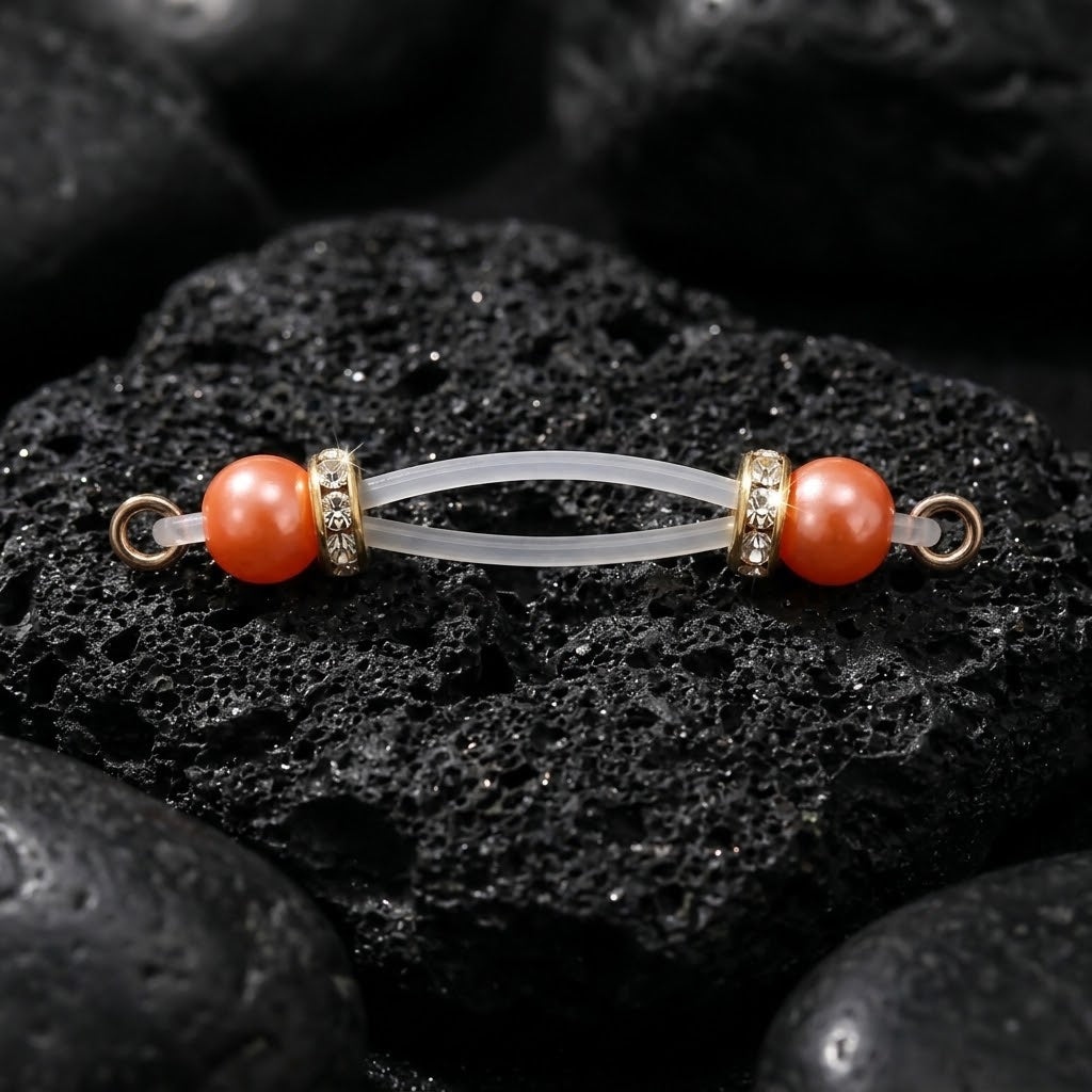 Coral Pearl Non Piercing Nipple Rings
